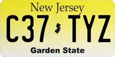 NJ license plate C37TYZ