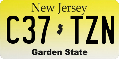 NJ license plate C37TZN