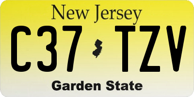 NJ license plate C37TZV