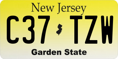 NJ license plate C37TZW