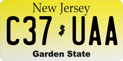 NJ license plate C37UAA