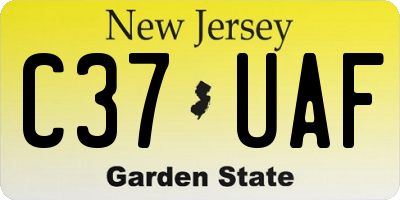 NJ license plate C37UAF
