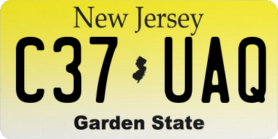 NJ license plate C37UAQ