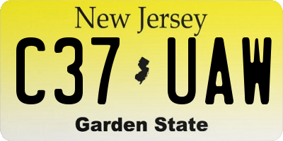NJ license plate C37UAW