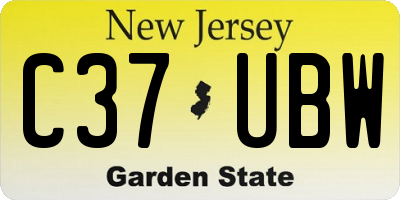 NJ license plate C37UBW