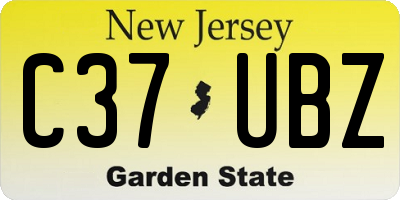 NJ license plate C37UBZ