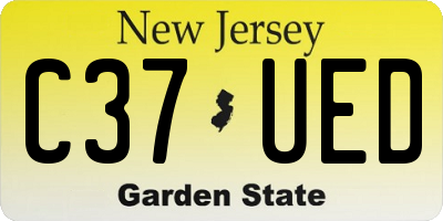 NJ license plate C37UED