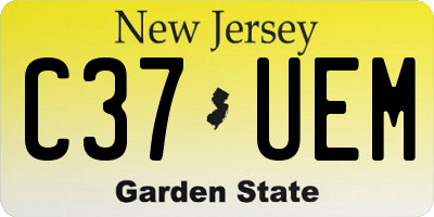 NJ license plate C37UEM