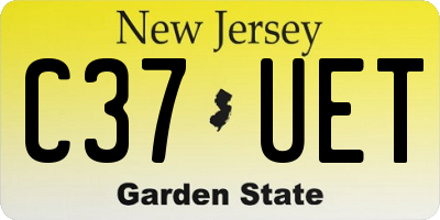 NJ license plate C37UET