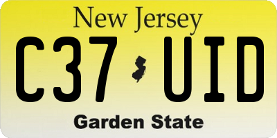 NJ license plate C37UID