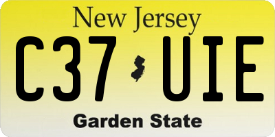 NJ license plate C37UIE