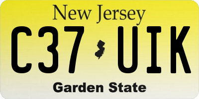 NJ license plate C37UIK