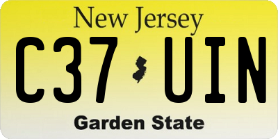 NJ license plate C37UIN