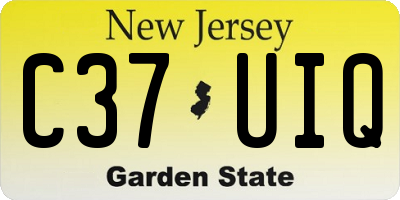 NJ license plate C37UIQ