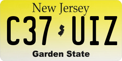NJ license plate C37UIZ