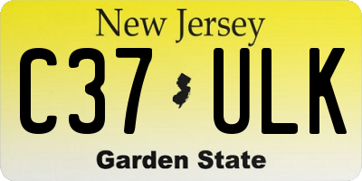 NJ license plate C37ULK