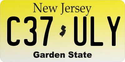 NJ license plate C37ULY