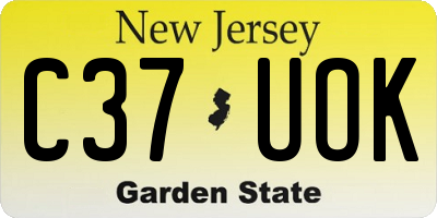 NJ license plate C37UOK