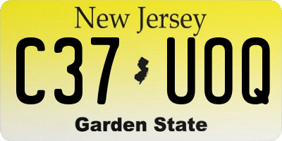 NJ license plate C37UOQ
