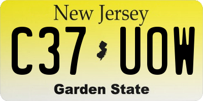 NJ license plate C37UOW