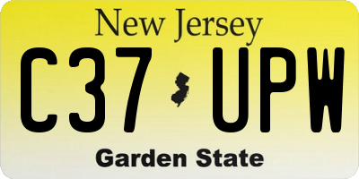 NJ license plate C37UPW