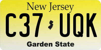 NJ license plate C37UQK