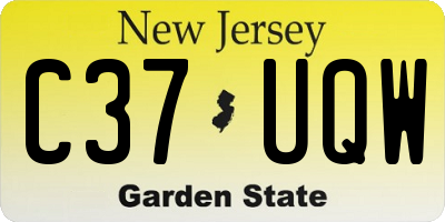 NJ license plate C37UQW