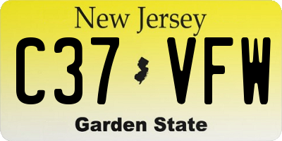 NJ license plate C37VFW
