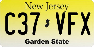 NJ license plate C37VFX