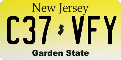 NJ license plate C37VFY