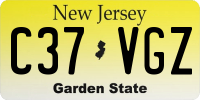 NJ license plate C37VGZ