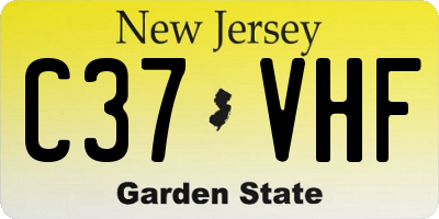 NJ license plate C37VHF