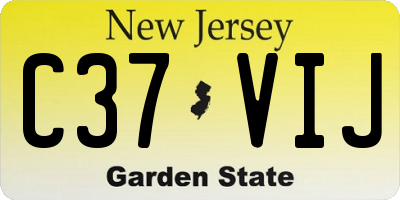 NJ license plate C37VIJ
