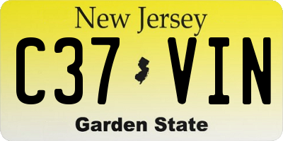 NJ license plate C37VIN