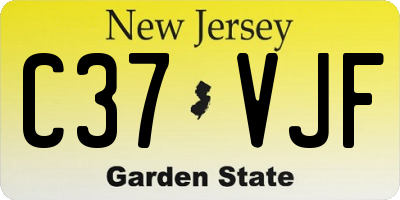 NJ license plate C37VJF