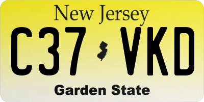 NJ license plate C37VKD