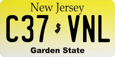 NJ license plate C37VNL