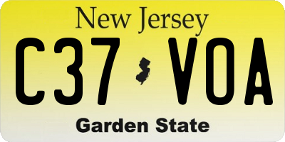 NJ license plate C37VOA