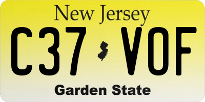 NJ license plate C37VOF