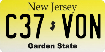 NJ license plate C37VON
