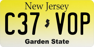 NJ license plate C37VOP