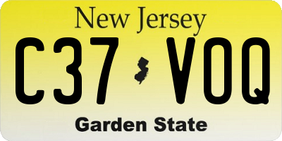 NJ license plate C37VOQ