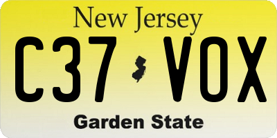 NJ license plate C37VOX