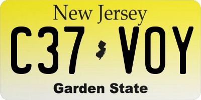 NJ license plate C37VOY