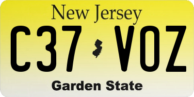 NJ license plate C37VOZ