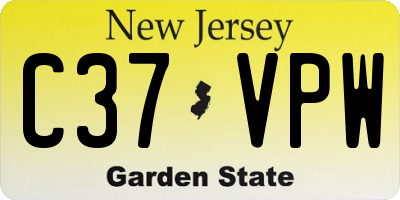 NJ license plate C37VPW