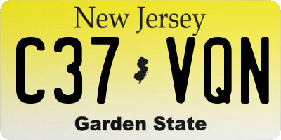 NJ license plate C37VQN