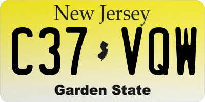 NJ license plate C37VQW