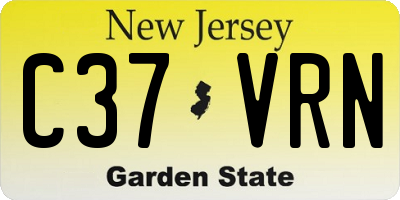 NJ license plate C37VRN