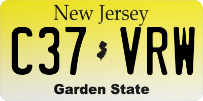 NJ license plate C37VRW